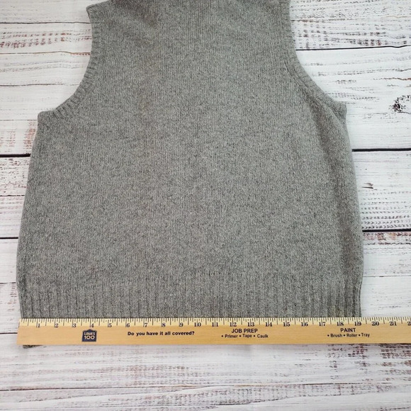 Eddie Bauer Sweater Vest Women XL Gray Faux Fur Trim Zip Wool Alpaca Blend Cabin - Picture 13 of 14